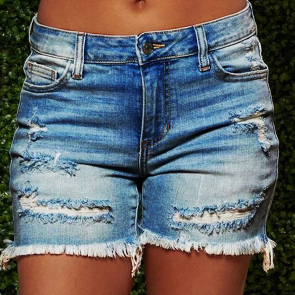 🆕️Medium Wash Destructed Jean Shorts